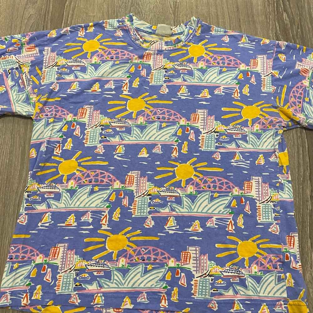 Vintage Ken Done Australian Tee Shirt 80s Pop Art Australia Landmarks - Size M